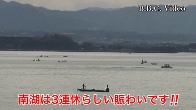 3連休2日目の琵琶湖は晴れました!! 南湖はたくさんのボートで賑やかです #今日の琵琶湖（YouTube 24/02/24）