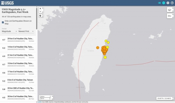 【震度5弱】台湾東部でM6級の地震がいまだに相次いでいる模様